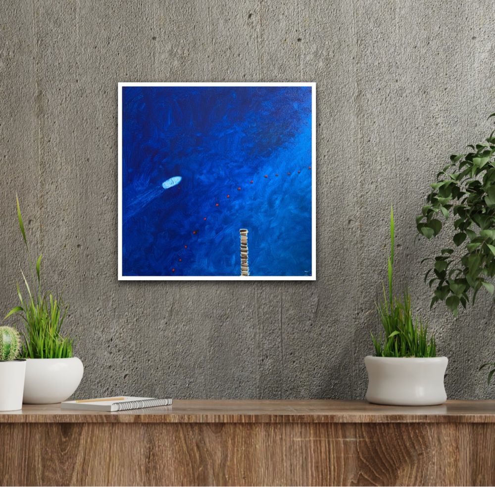 Картина «Море», холст, масло, лодка, вода, интерьер, декор.