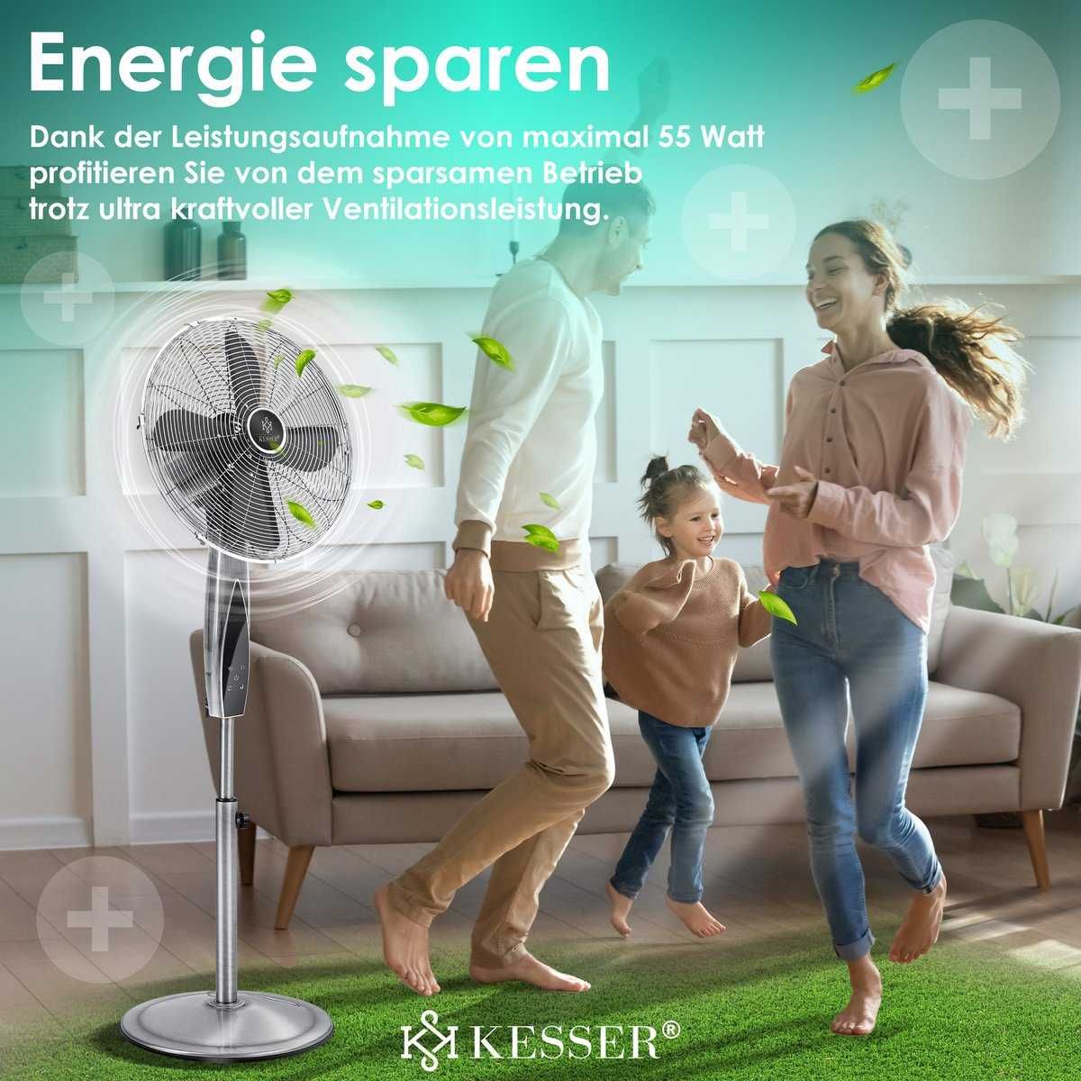 Wentylator stojący metalowy 136cm Pilot aplikacja Wi-Fi Timer śred45cm