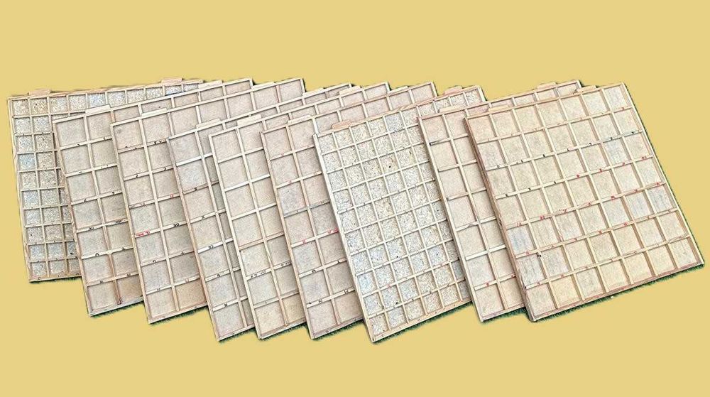 Gavetas antigas de arrumação de coleções 46X46 cm