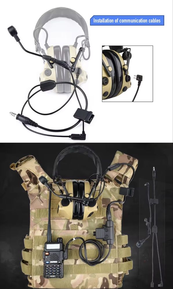 Мікрофон та Y-кабель для навушників Peltor Comtac XP, XPI, III, V