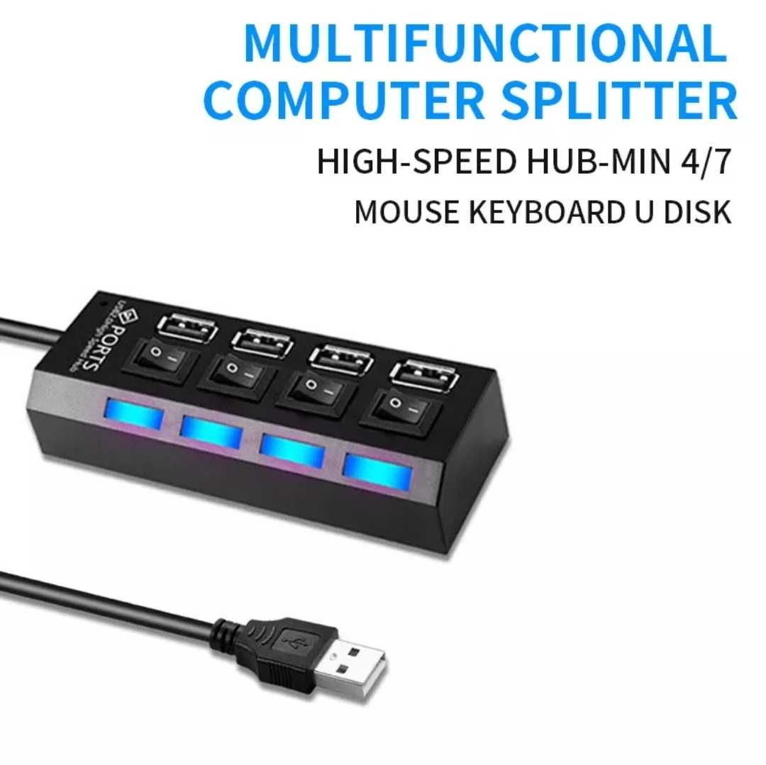 USB 4 Hub сплиттер хаб для ноутбуков с выключателями Новый