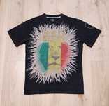 Rastafariańska koszulka, t-shirt reggae z haftowanymi inskrypcjami, M