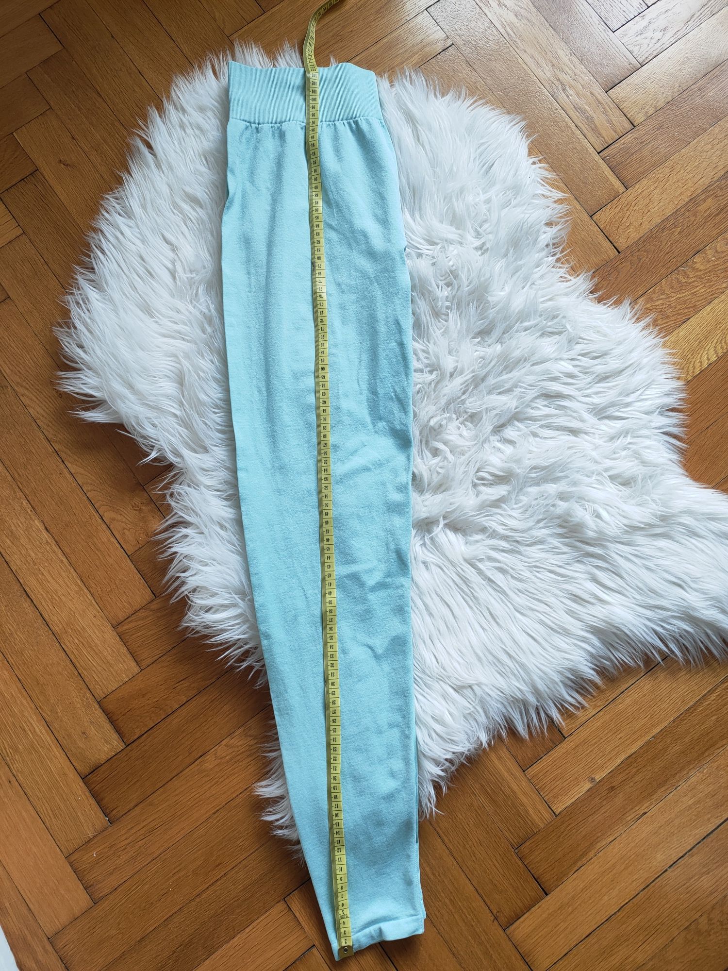 Legginsy treningowe do ćwiczeń turkusowe wysoki stan xl