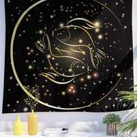 Dekoracyjny gobelin z konstelacjami znaki zodiaku vintage 130 x 140 cm