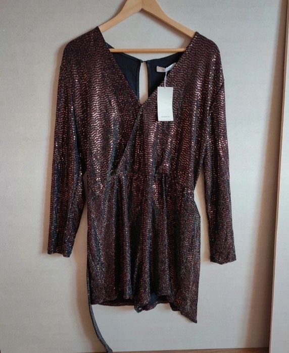 Kombinezon cekiny z paskiem Nowy z metką Andrzejki bal sylwester S M R