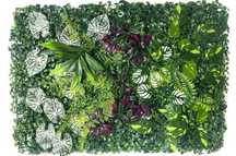 Painel Jardim Vertical de Parede com Plantas Artificiais de 60 x 40 cm