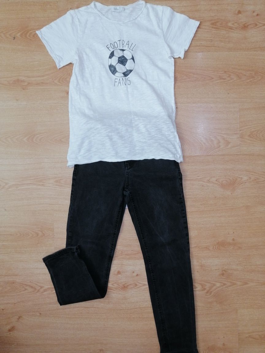 Комплект: белая футболка футболочка и джинсы джинси штаны штани брюки