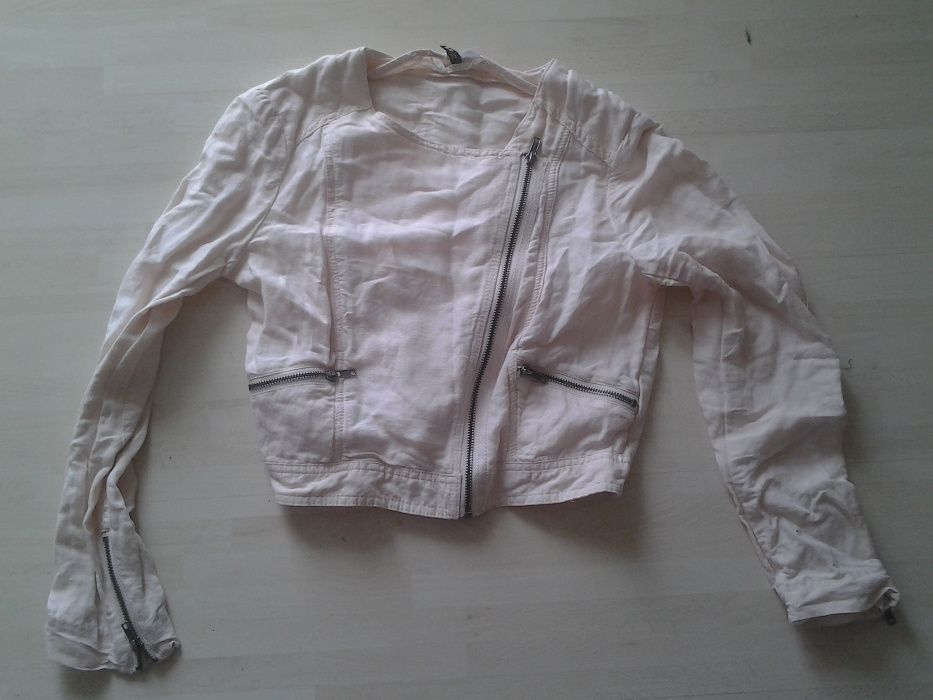 Lniana ramoneska, w kolorze bladego różu, roz 38/M, H&M