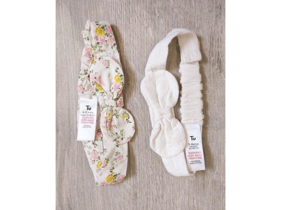 NOWE opaski niemowlęce do włosów na głowę z kokardą 62-68 i  74-80