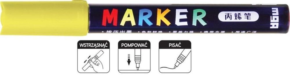 Marker akrylowy 1-2mm żółty neon (6szt) M&G M&G pudełko,57x156 mm