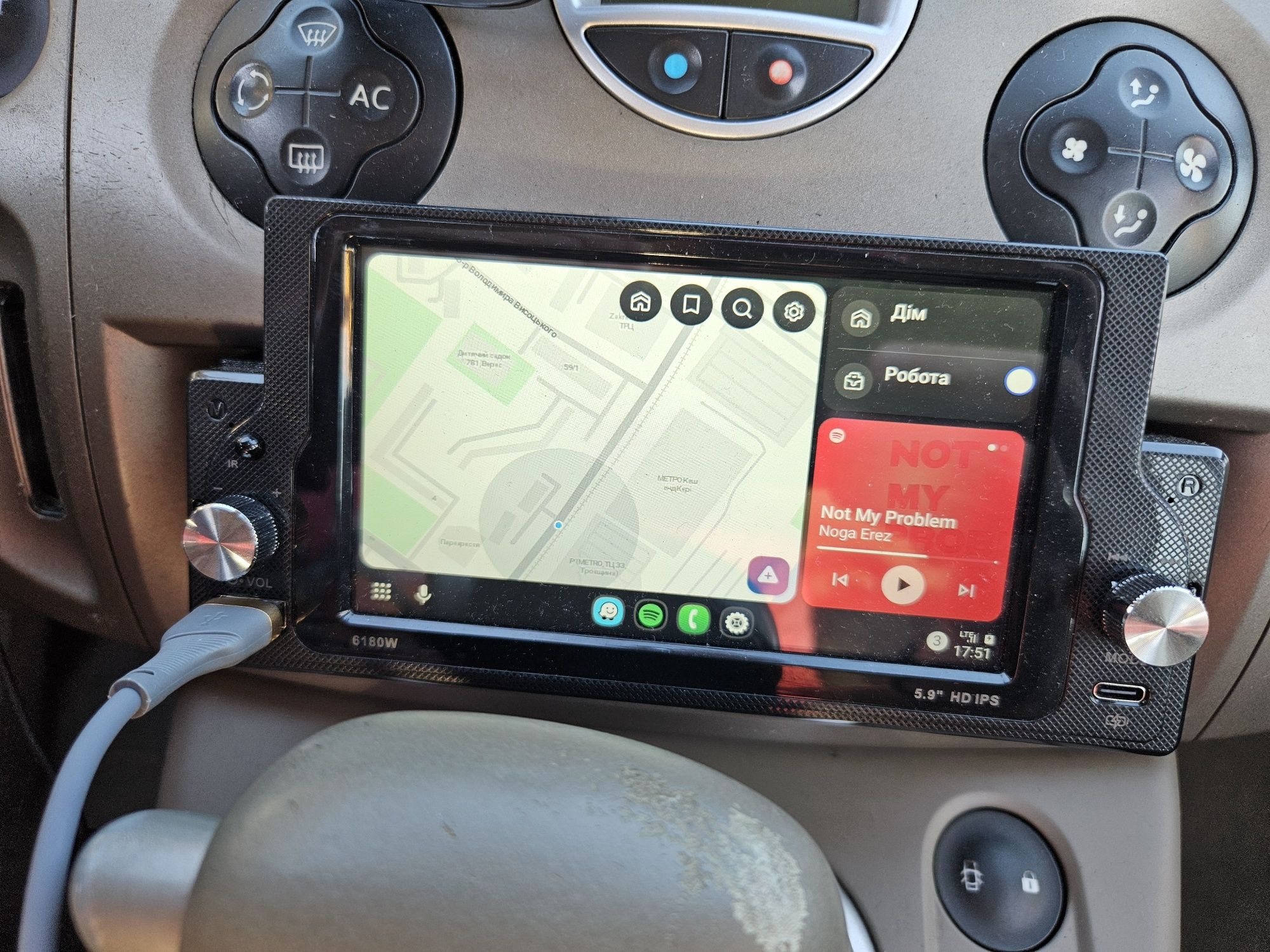 5,9" 1din магнітола з Android Auto та Apple Carplay