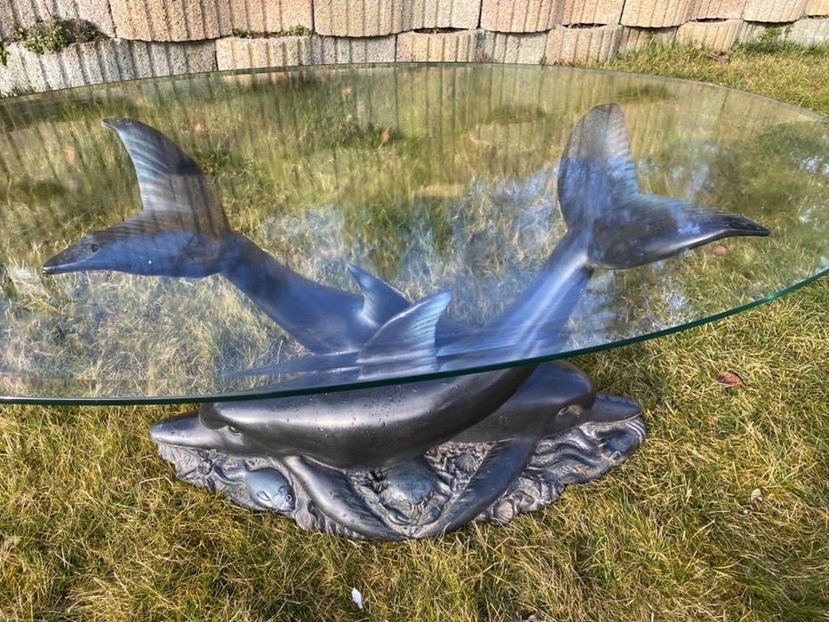 Ława stolik delfiny szyba hartowana