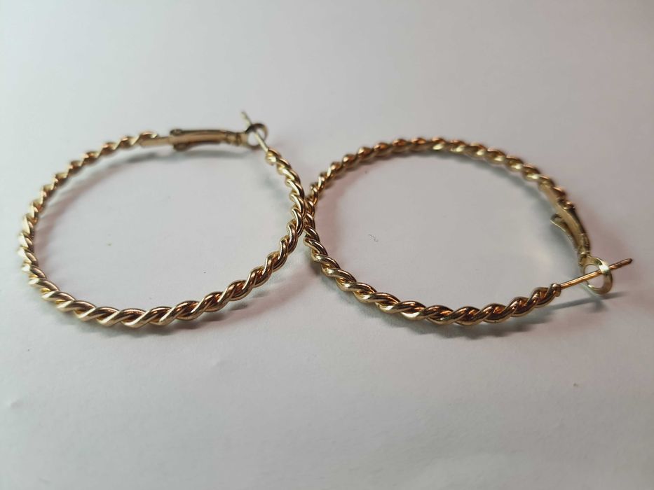 Złote Kolczyki Stal Chirurgiczna Bardzo Eleganckie Kółka 4cm