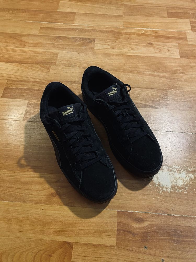 (41р 26,5см) PUMA VIKKY Женские черные замшевые кроссовки кеды