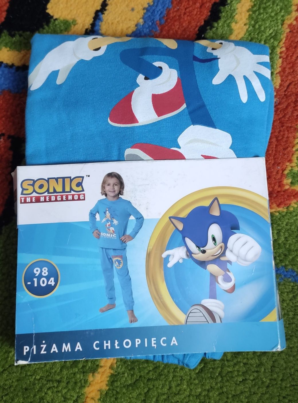 Piżama chłopięca SONIC Nowa Zestaw 98-104 Niebieska Polecam