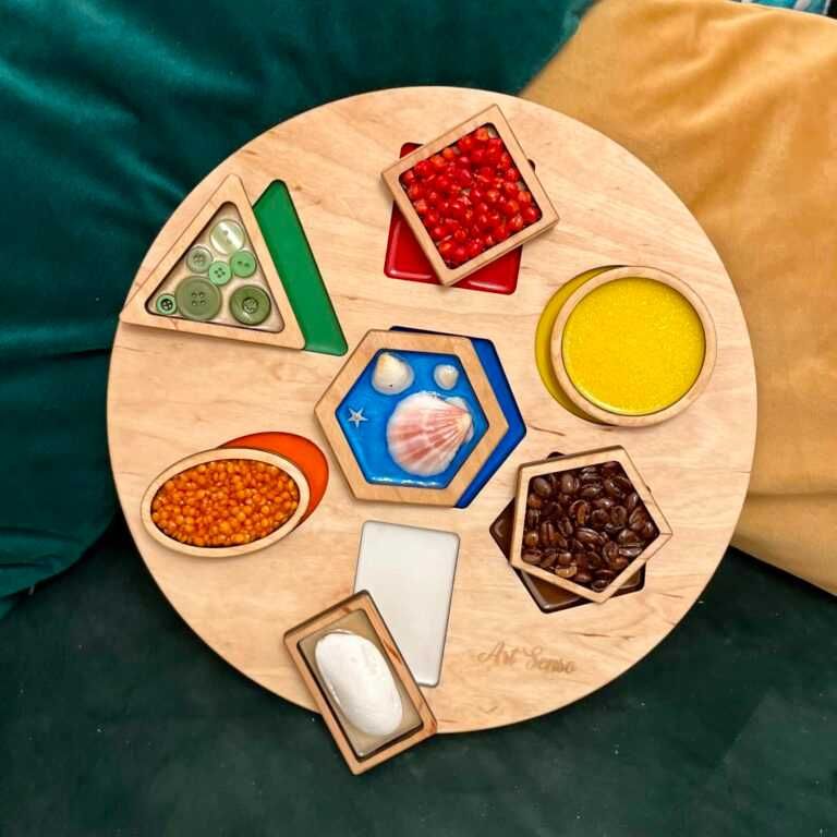 Sorter sensoryczny Kolory i kształty koło Montessori drewniany