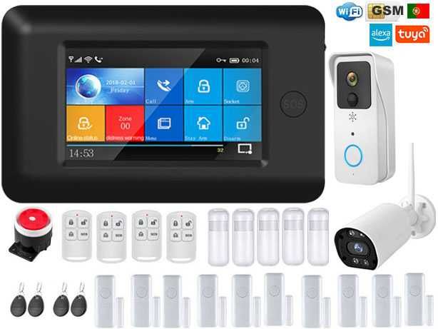 Alarme Tuya sem Fios GSM/WiFi + Câmara Segurança+Video Porteiro (NOVO)