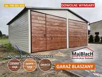 Garaż Blaszany - Biały + ZŁOTY DĄB  - Garaże Blaszane - Maj-Blach