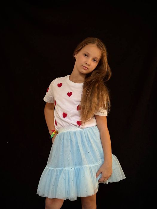 Spódniczka z tiule w niebieskie cehiny