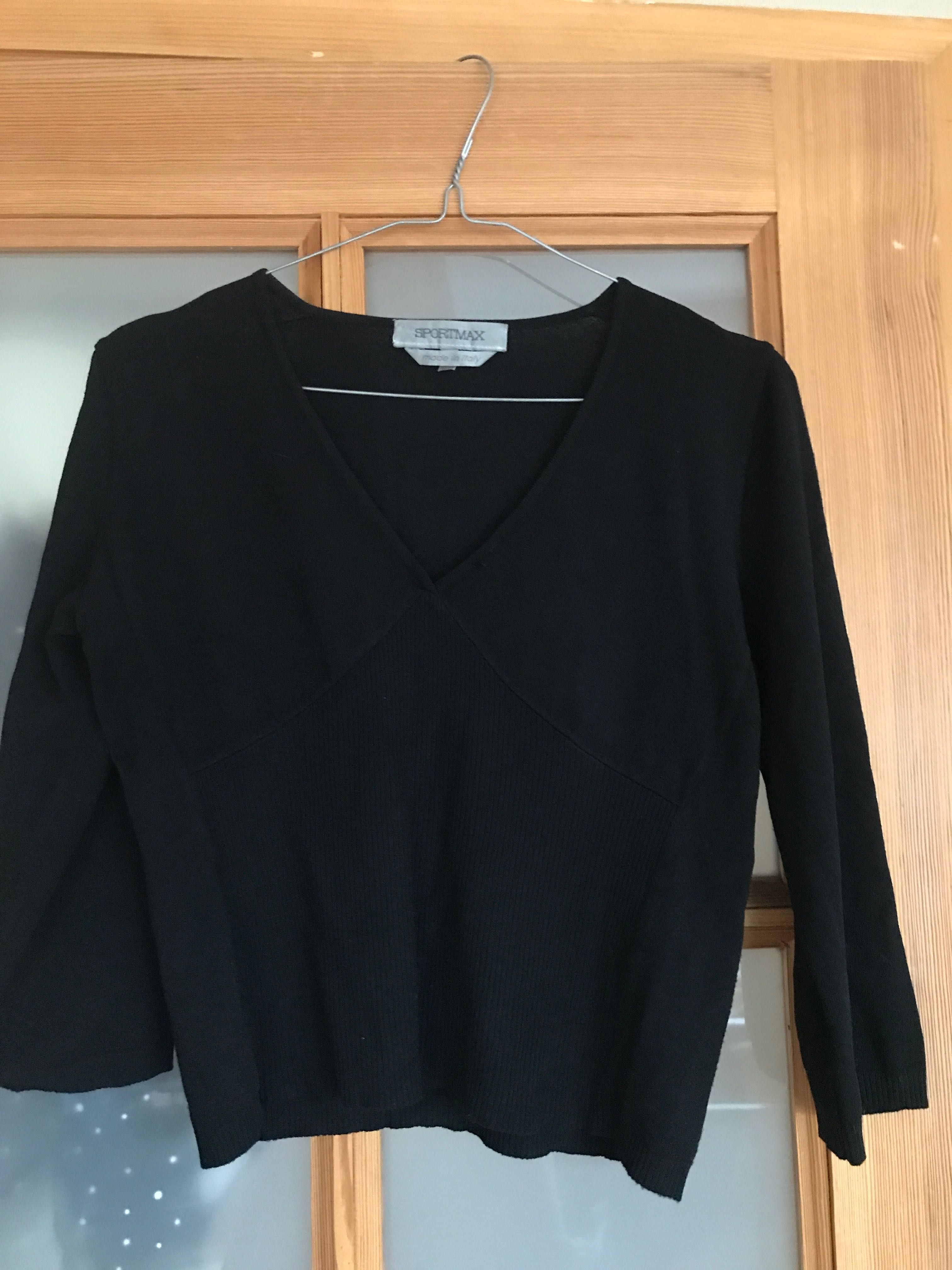 Sportmax włoski oryginalny cienki sweterek czarny wiskoza