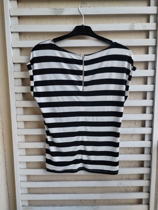 r. S 36 Mohito bluzka na krótki rękaw w paski czarno białe zamek