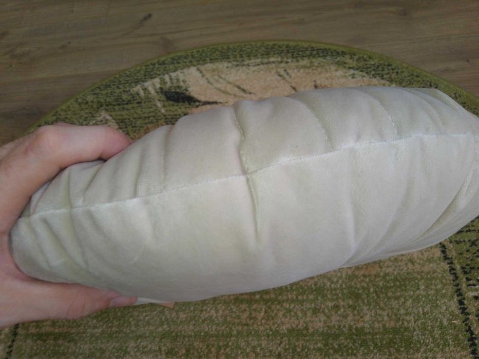 Poduszka ozdobna dekoracyjna okrągła 40cm beżowa marszczona