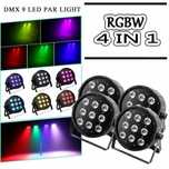 Zestaw Oświetleniowy 4 x PAR LED 9x10W + Statyw Kable DMX Mix kolorów