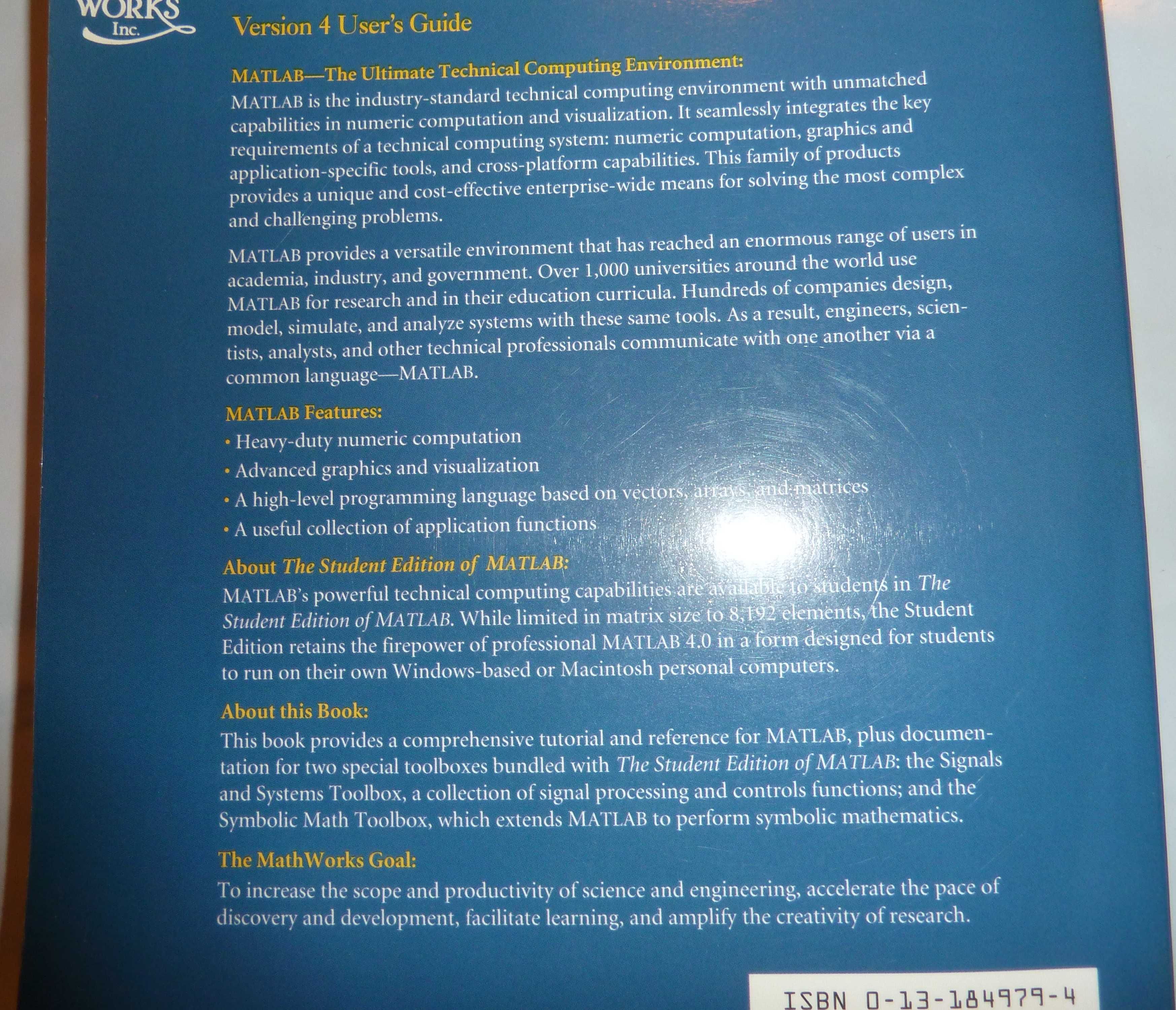 Livro "The Student Edition of Matlab"