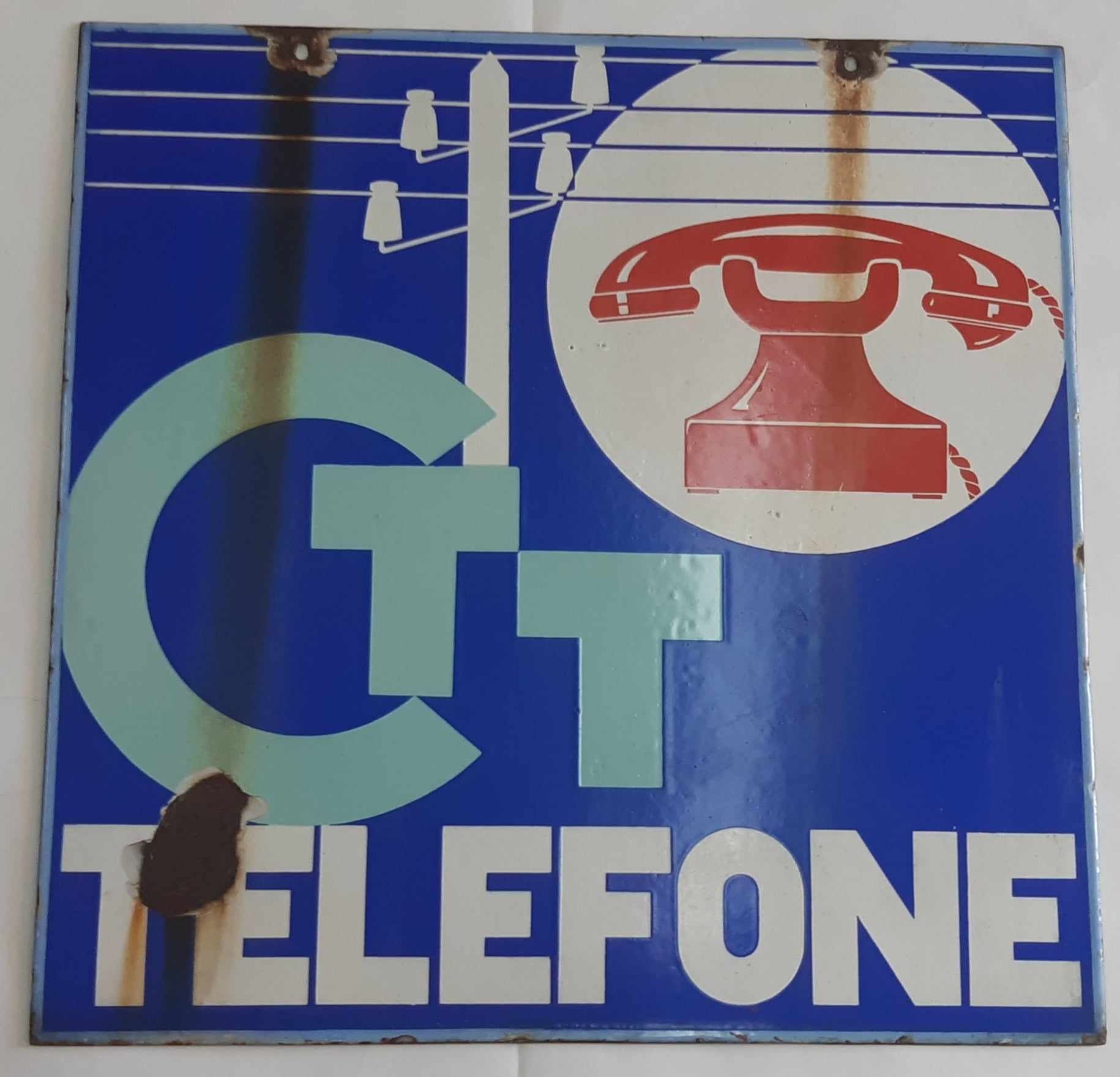 Placa esmaltada CTT Telefone