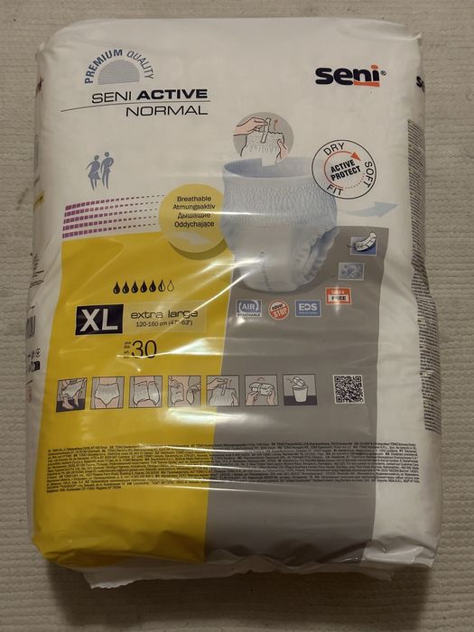 SENI Active Normal XL Pieluchomajtki 120-160 cm 30 sztuk