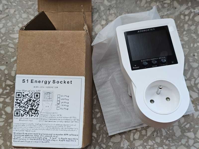 Atorch S1 WiFi Smart Socket Licznik Energii AC85-265V 16A Tuya