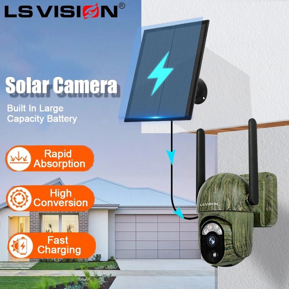 Камера відеоспостереження LS Vision 16Mpro 4K4G Sim на сонячній панелі