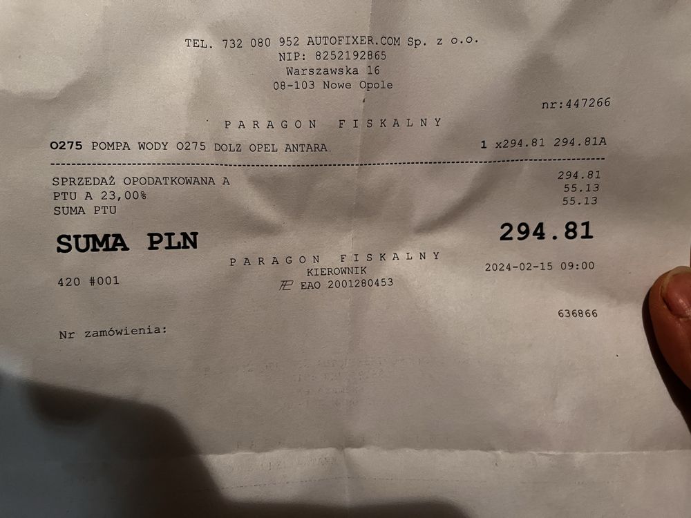 Części Orlando, pompa wody, wtrysk, uszczelka chłodniczki oleju