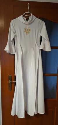 Alba komunijna dla dziewczynki - sukienkowa 140 - 146 długość 118 cm
