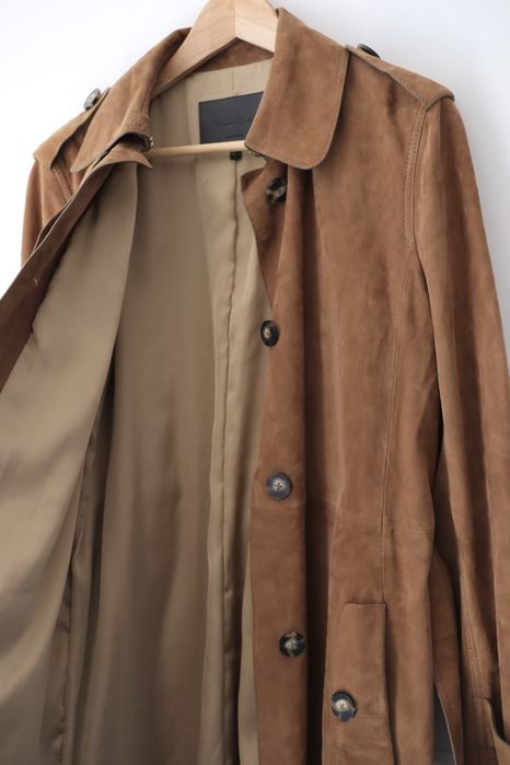 Massimo Dutti Długi skorzany trencz