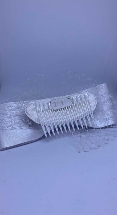 Nowa Kokówka Ślubna z Woalką Kokarda Biała Grzebyk Elegancka Outlet