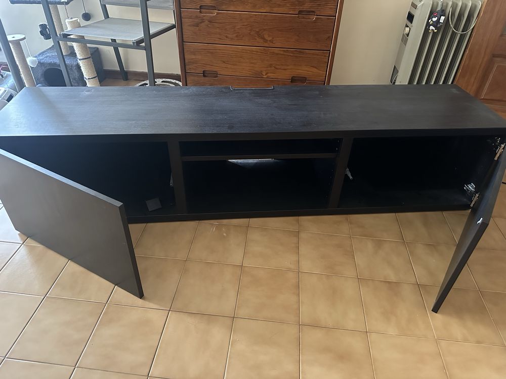 Móvel tv preto 3 portas ikea besta 180x40x38