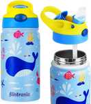 Butelka termiczna dla dzieci ze słomką niebieska 350ml