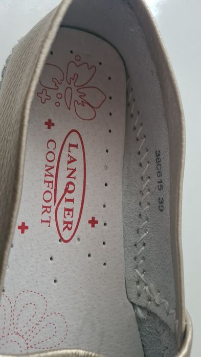 Półbuty skórzane złote LANQIER 39 Komfort Soft