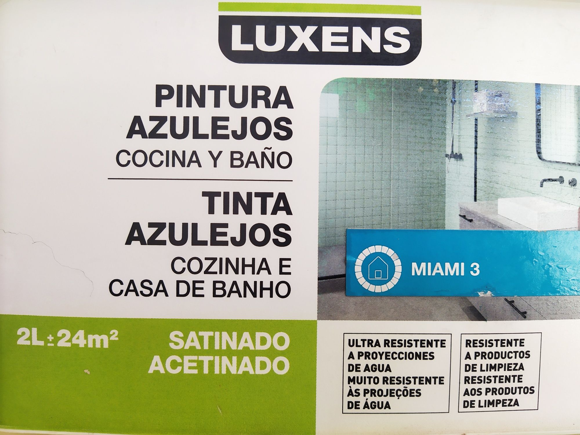 Tinta azul turquesa para azulejos acetinado, embalagem nova