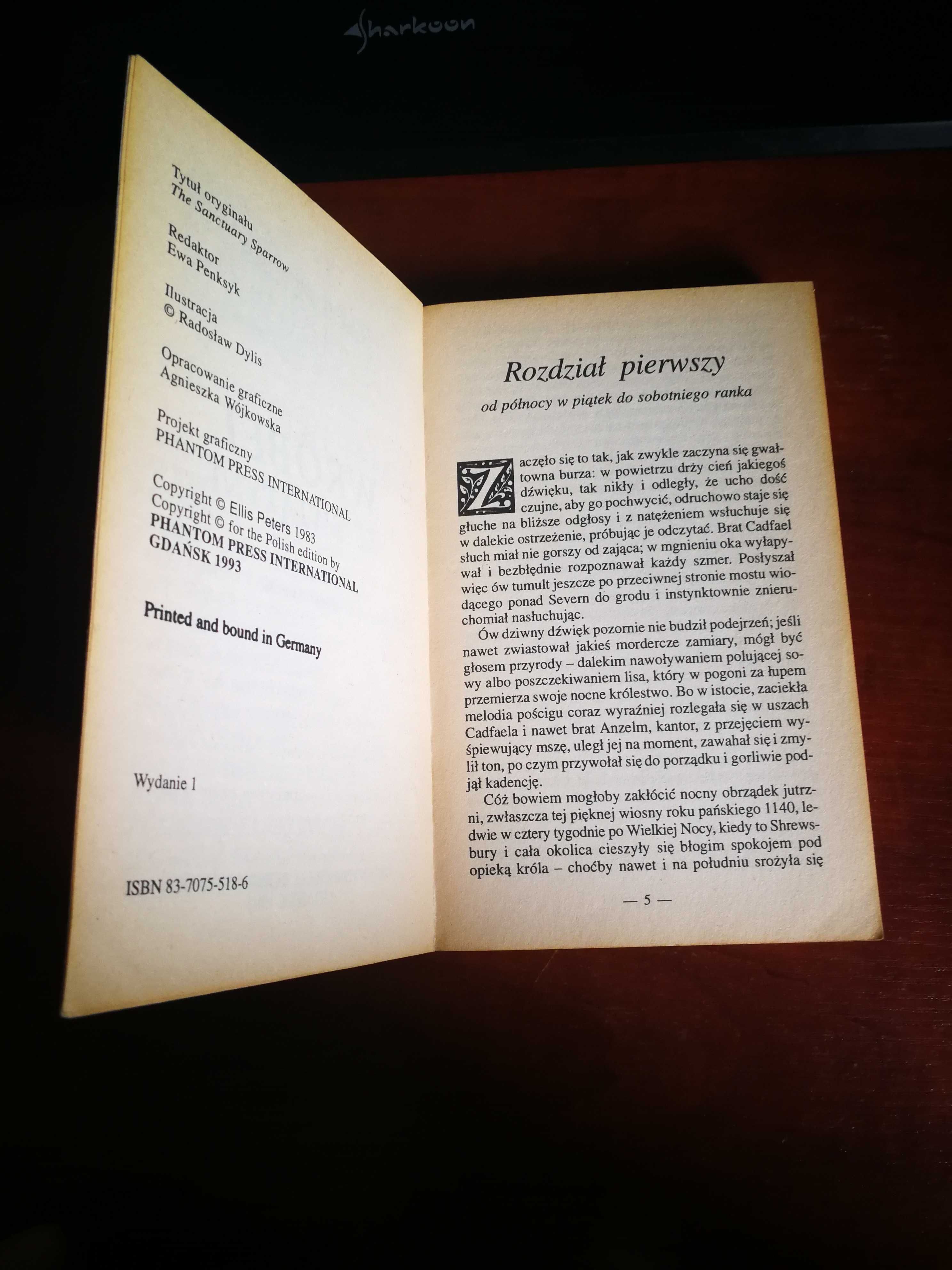 Książka “Mnich Wróbel ze Świątyni” autorstwa Ellis Peters