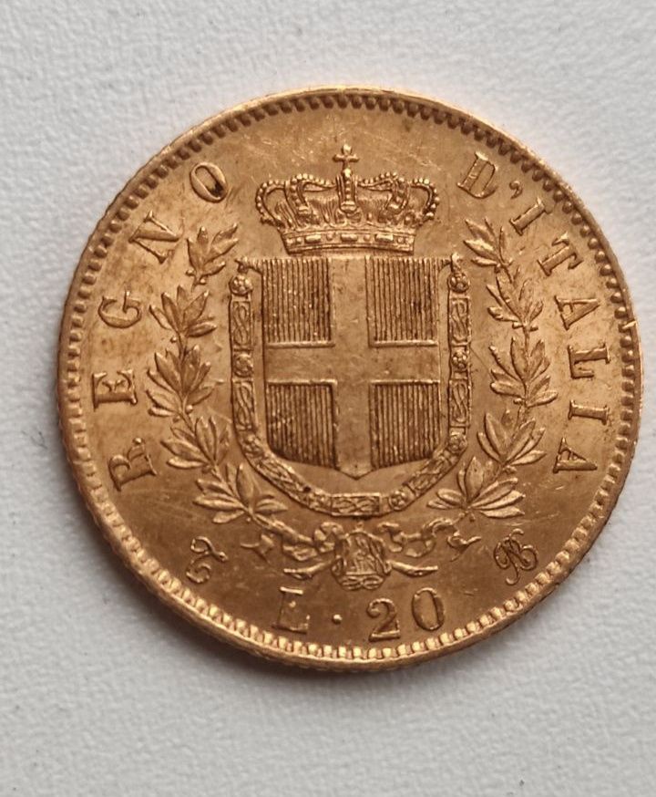 1862 год 20 лир золото 900пробы. Антикварная монета Италия NS4