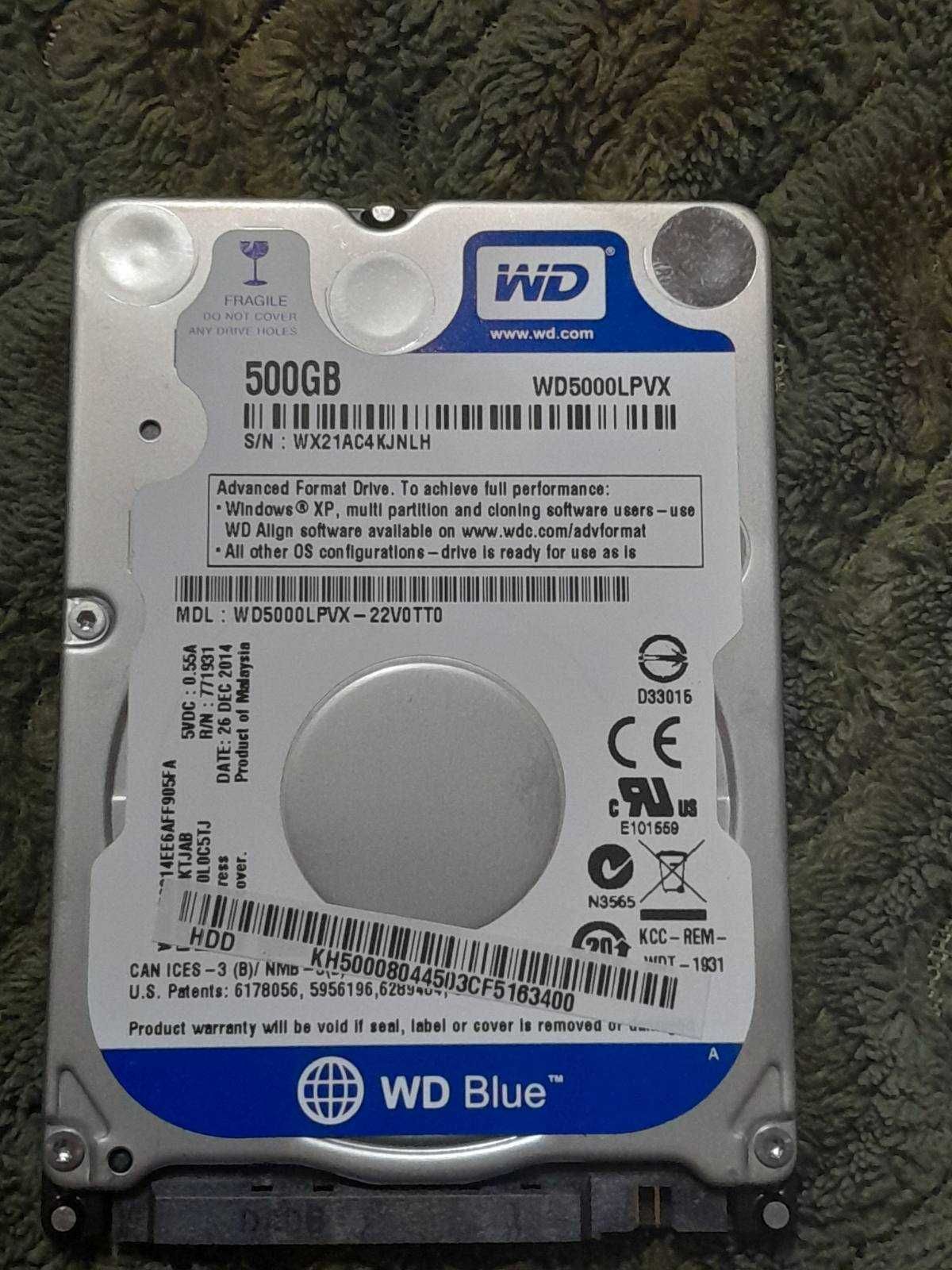 Ноутбучний жорский диск WD BLUE 500 Gb розумний торг, тести надам