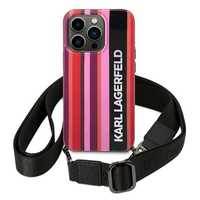 Etui Karl Lagerfeld Color Stripes Strap do iPhone 14 Pro Max - Różowy