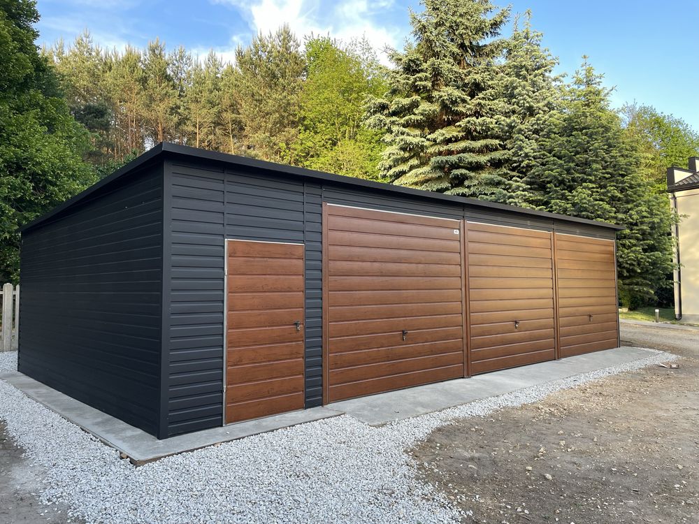 Garaż blaszany, hala 9x5.5 + pomieszczenie gospodarcze 2x5.5. Antracyt