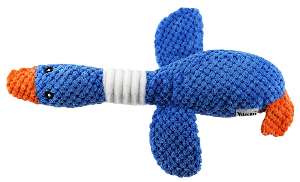 Pluszowa zabawka Vitscan gęś, niebieska, gryzak, piszczenie + szeleszt