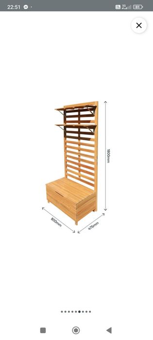 Skrzynia z panelem i półkami - drewniana