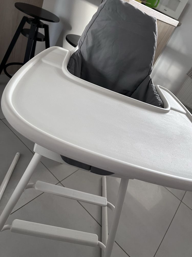 Krzesło krzesełko do karmienia Ikea Langur białe tacka pokrowiec