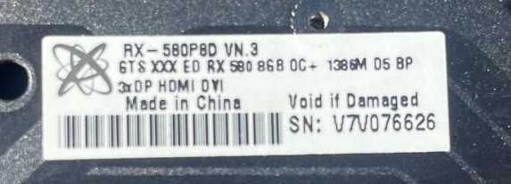 XFX RX 580Gb 8GB OC - Defeito