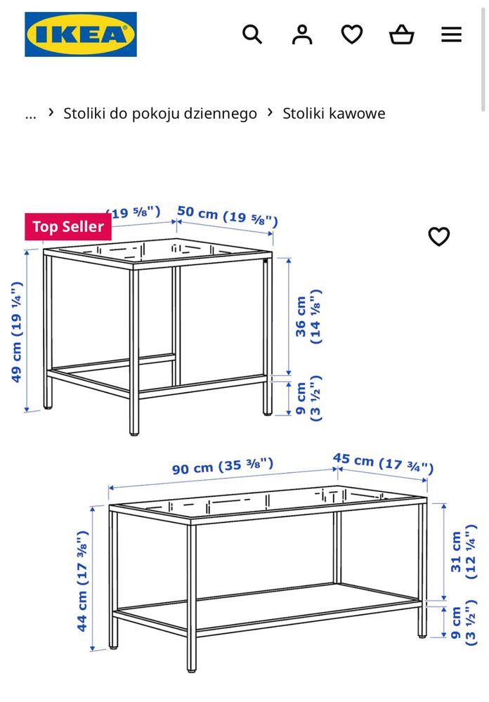 stolik kawowy szklany IKEA  vittsjo